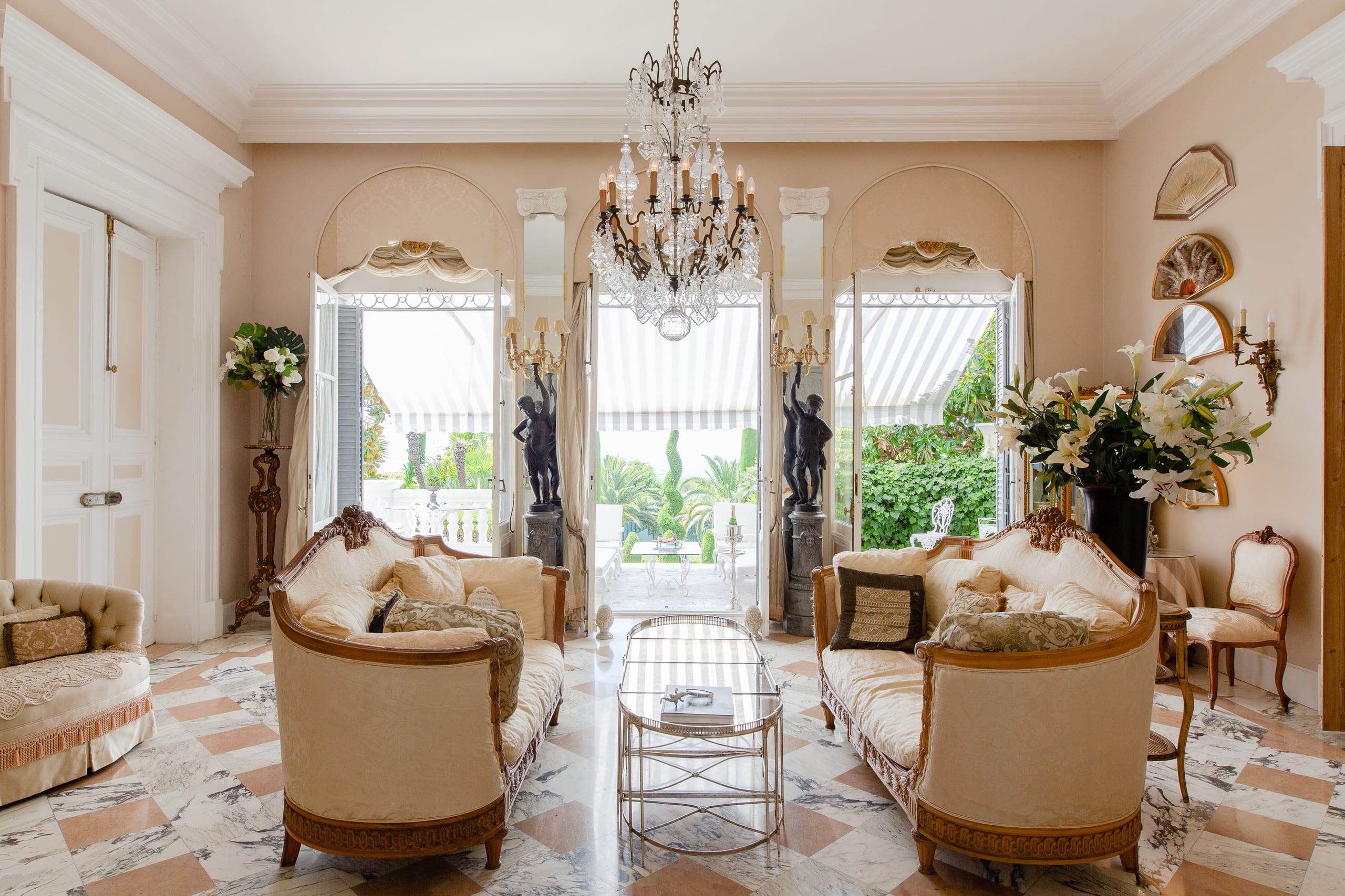 The luminous principal salon at Château Algarve